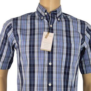 Roundtree & Yorke Gold Label Men's Shirt Size S Short Sleeve Blue Plaid (56)